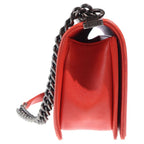Chanel CC Logo Small Calf Leather Chain Shoulder Bag Gunmetal Red — view 3