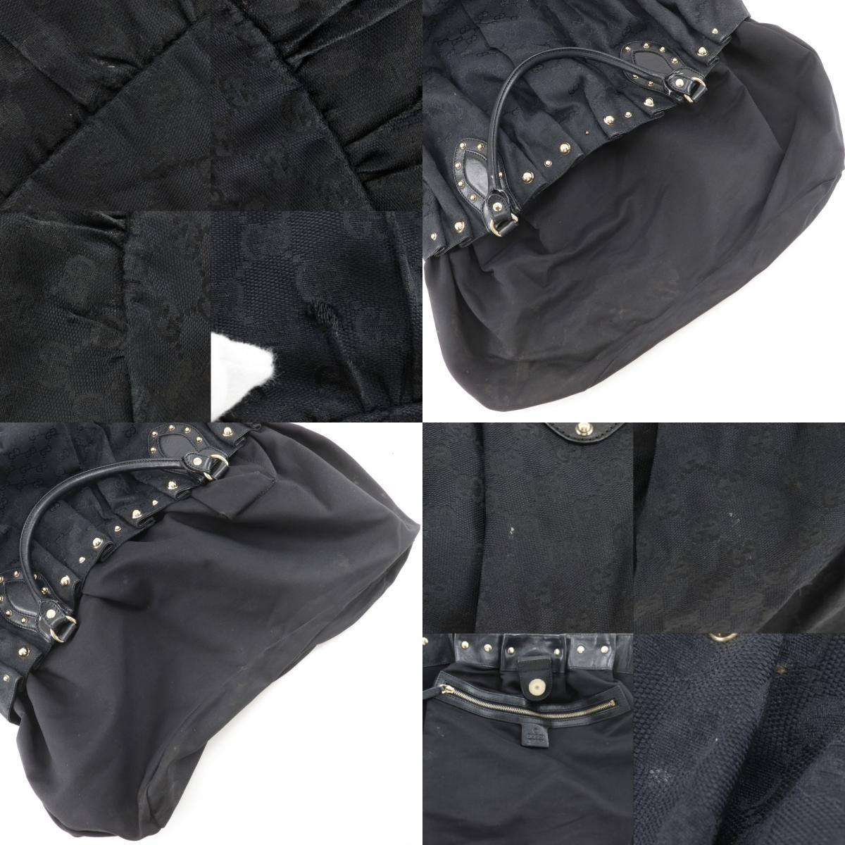 Gucci Studded GG Canvas Black Tote — view 9