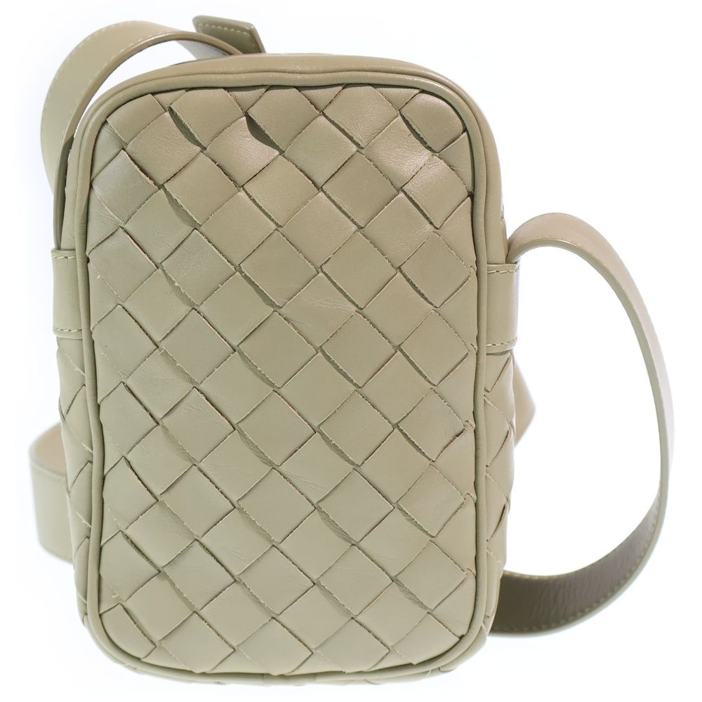 Bottega Veneta Intrecciato Shoulder Bag Mini Bag Light Green Leather Silver