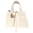 Dior Cannage Toujour Handbag White Leather Gold