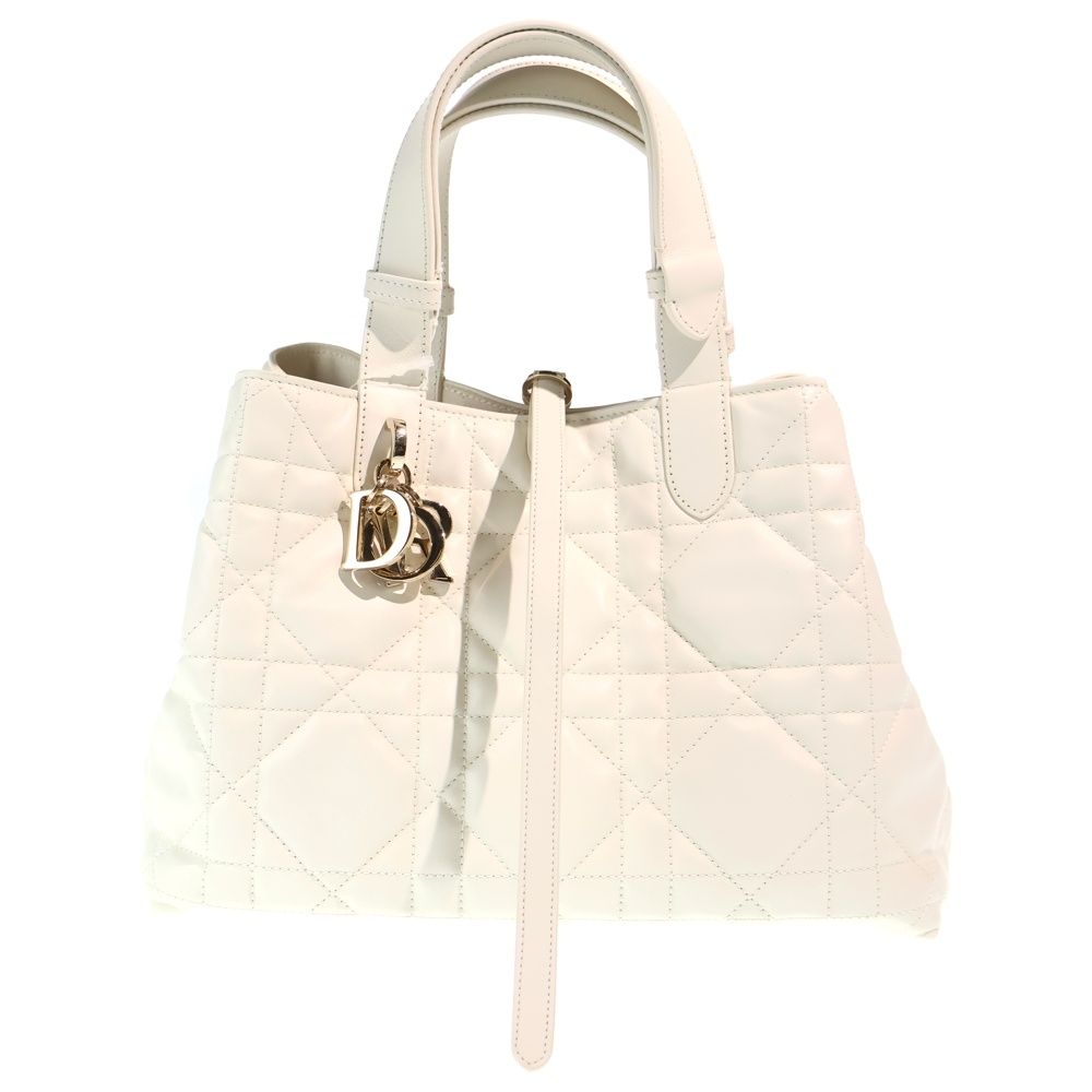Dior Cannage Toujour Handbag White Leather Gold