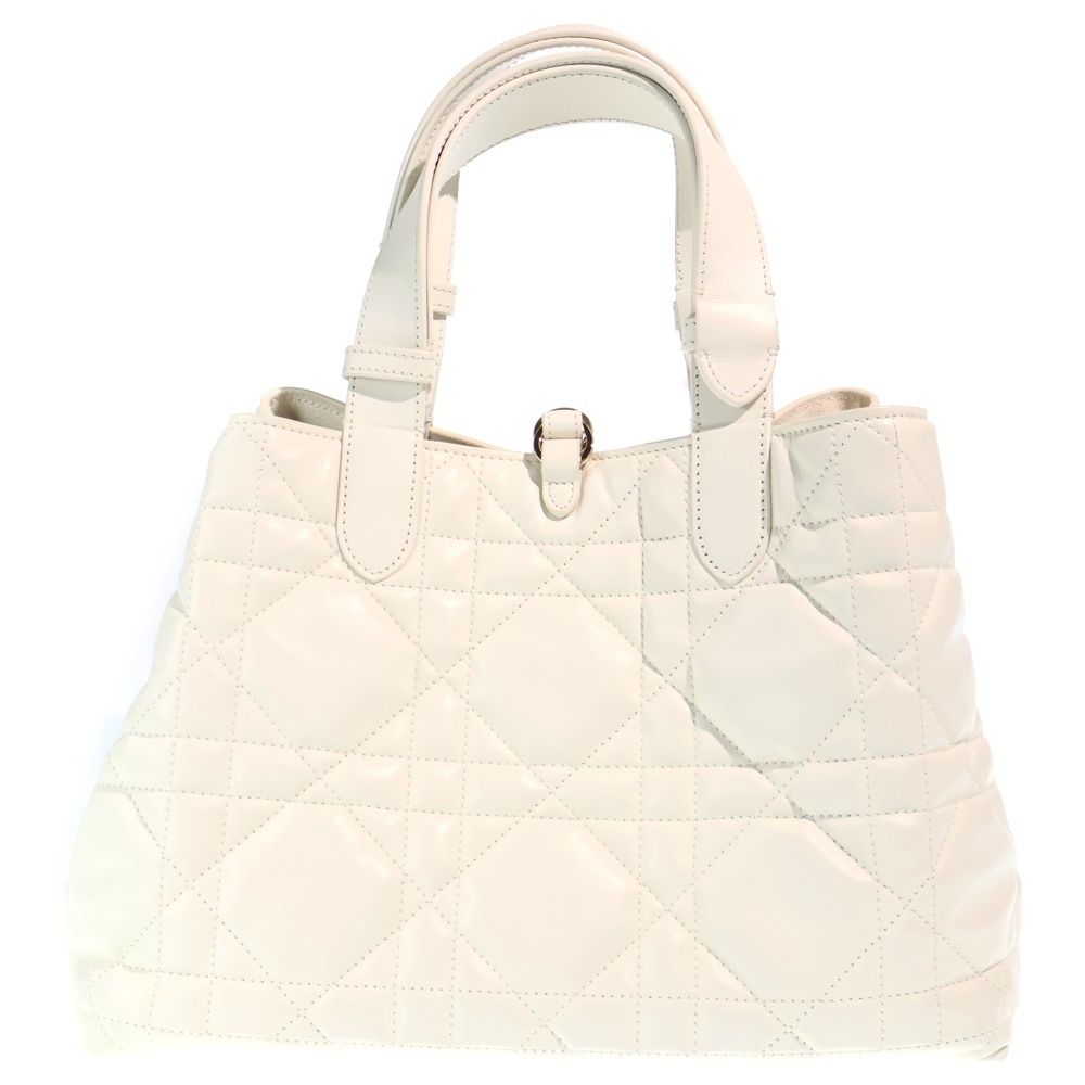 Dior Cannage Toujour Handbag White Leather Gold — view 2