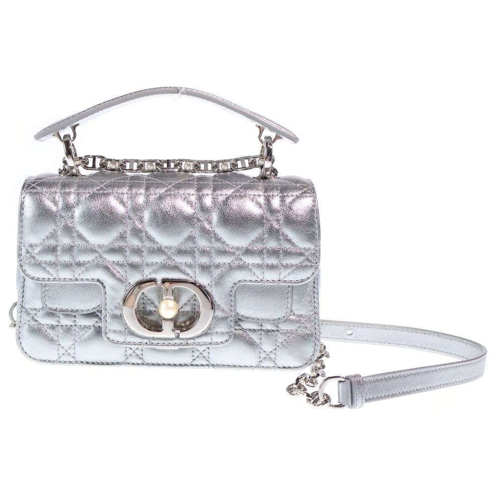 Dior Monsieur Joli Top Handle 2-Way Mini Shoulder Bag Silver Leather