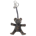 Fendi Jacquard Teddy Bear Key Holder Bag Charm Key Ring Mascot Brown Silver