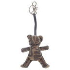 Fendi Jacquard Teddy Bear Key Holder Bag Charm Key Ring Mascot Brown Silver — view 2