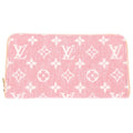 Louis Vuitton Jacquard Denim Zippy Wallet Card Case Pink Leather Gold
