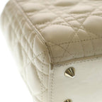Dior Lady Myabc Small Heart Charm 2-Way Shoulder Bag White Leather Gold — view 6