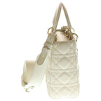Dior Lady Myabc Small Heart Charm 2-Way Shoulder Bag White Leather Gold — view 3
