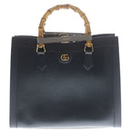 Gucci Diana 2-Way Tote Shoulder Bag Black Leather Gold