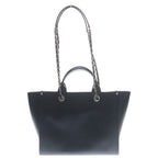Chanel Deauville MM Studded Tote Black Caviar Leather Silver — view 2