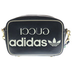 Gucci Adidas Logo Leather Shoulder Bag Black