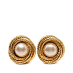 Chanel Earrings Gold Plated Faux Pearl 1