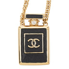 Chanel CC Logo Perfume Bottle Motif Necklace Gold Black Plated 1 — view 2