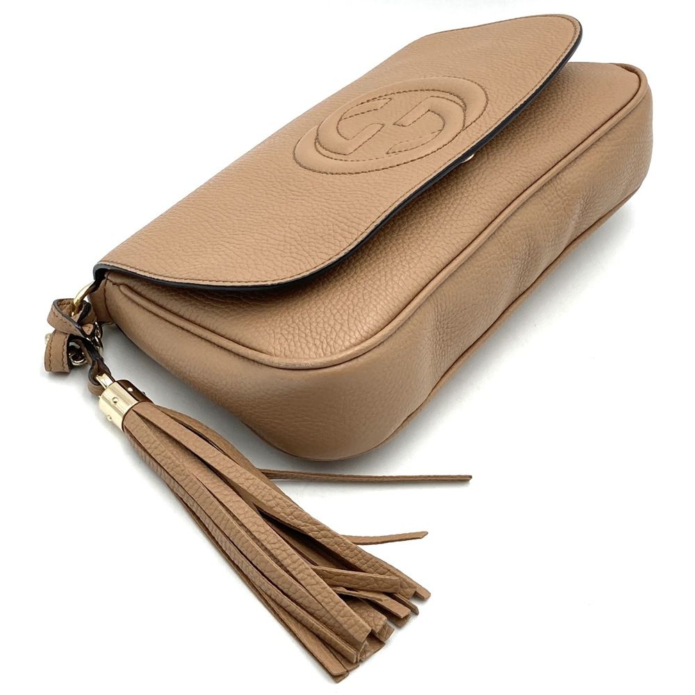 Gucci Shoulder Bag Chain Soho Leather Beige — view 3