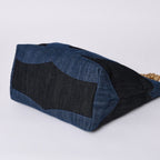 Chanel Chain Tote Bag Base CC Logo Denim Indigo Blue — view 7