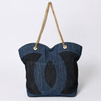 Chanel Chain Tote Bag Base CC Logo Denim Indigo Blue — view 2