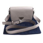 Prada Saffiano Triangle Logo Shoulder Bag Gray — view 7