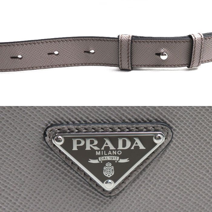 Prada Saffiano Triangle Logo Shoulder Bag Gray — view 6