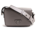 Prada Saffiano Triangle Logo Shoulder Bag Gray