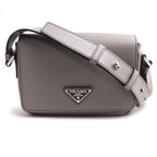 Prada Saffiano Triangle Logo Shoulder Bag Gray