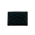Saint Laurent Yves YSL Logo Leather Trifold Wallet Compact Black — view 2