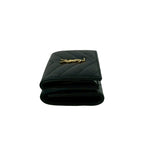 Saint Laurent Yves YSL Logo Leather Trifold Wallet Compact Black — view 4