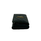 Saint Laurent Yves YSL Logo Leather Trifold Wallet Compact Black — view 5