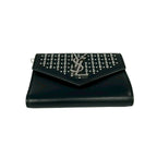 Saint Laurent Yves YSL Logo Studded Leather Bifold Wallet Mini Black — view 6