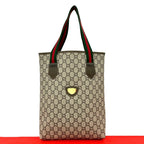 Gucci Vintage Sherry Line Plus Leather Tote Brown
