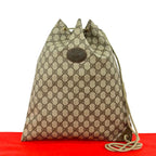 Gucci Vintage GG Logo Leather Drawstring Shoulder Bag Brown