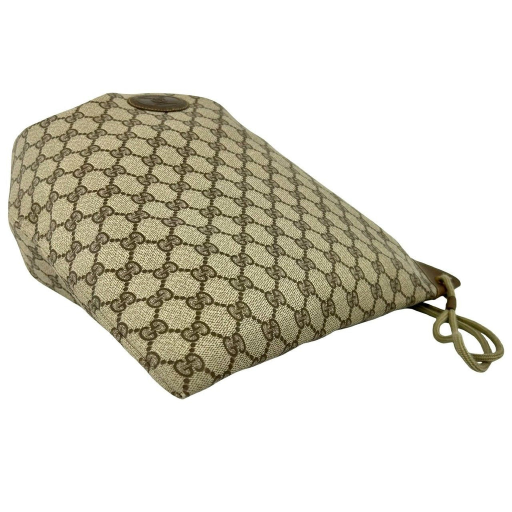 Gucci Vintage GG Logo Leather Drawstring Shoulder Bag Brown — view 7