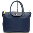Prada Tote Saffiano Nylon Leather Navy