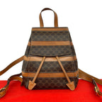 Celine Vintage Macadam Blason Triomphe Pattern Leather Drawstring Mini Backpack