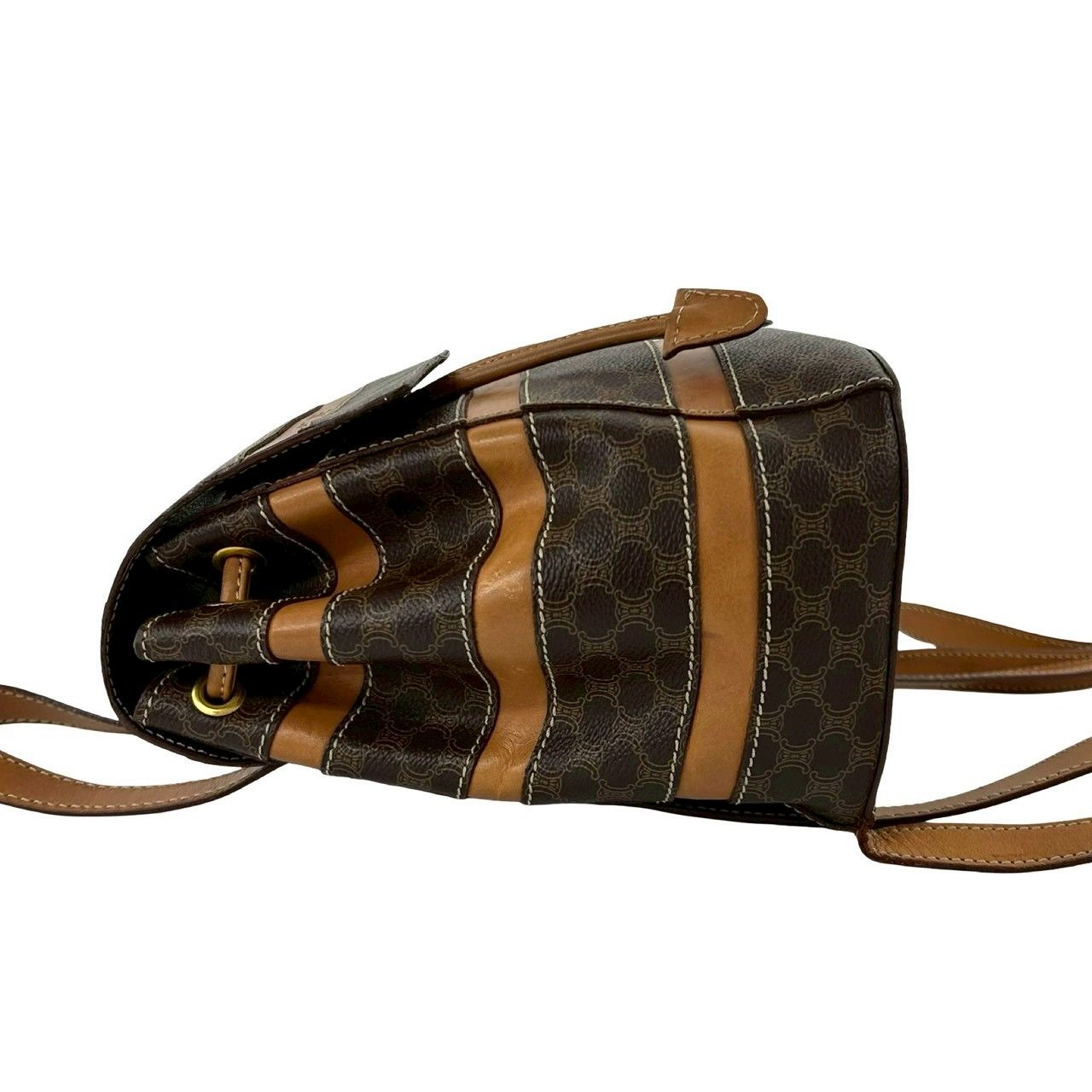 Celine Vintage Macadam Blason Triomphe Pattern Leather Drawstring Mini Backpack — view 5