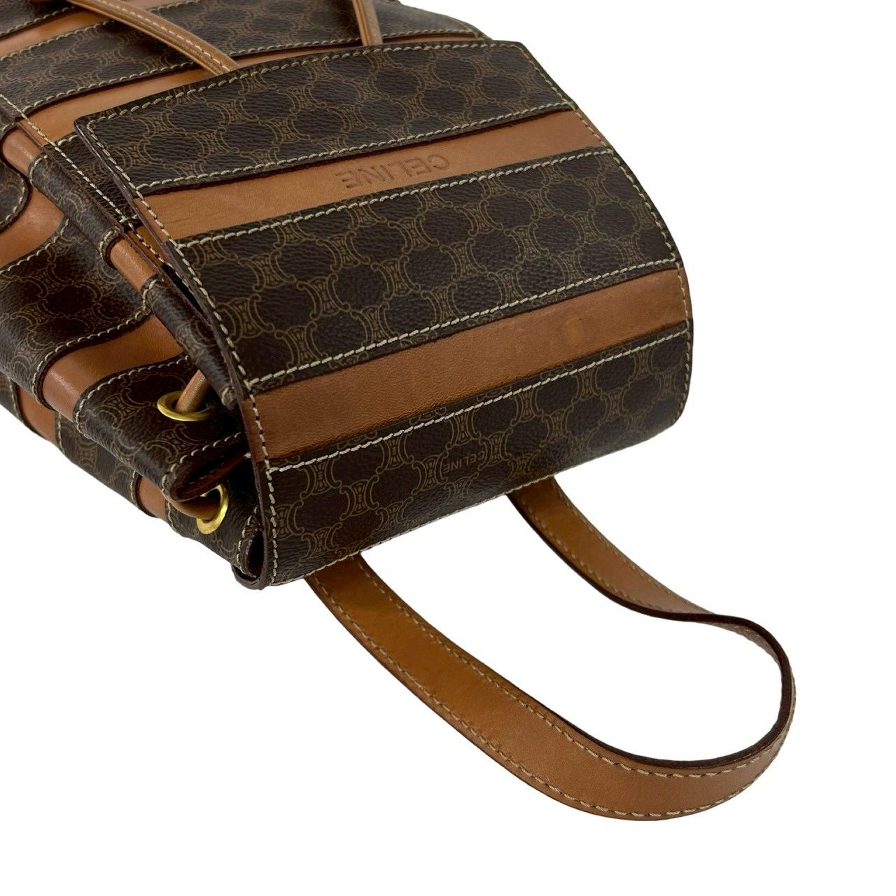 Celine Vintage Macadam Blason Triomphe Pattern Leather Drawstring Mini Backpack — view 4
