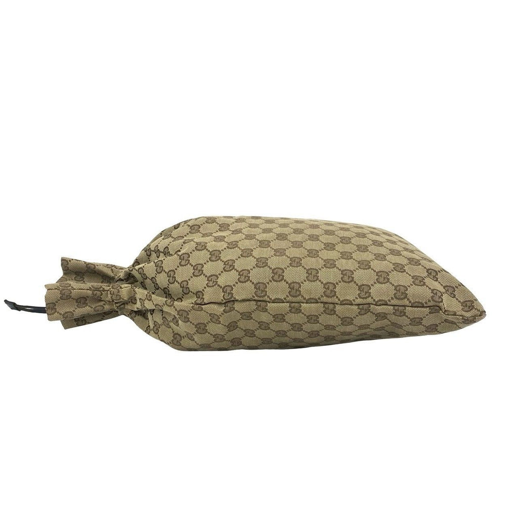 Gucci GG Canvas Leather Drawstring Shoulder Bag Tote Pouch Brown — view 5