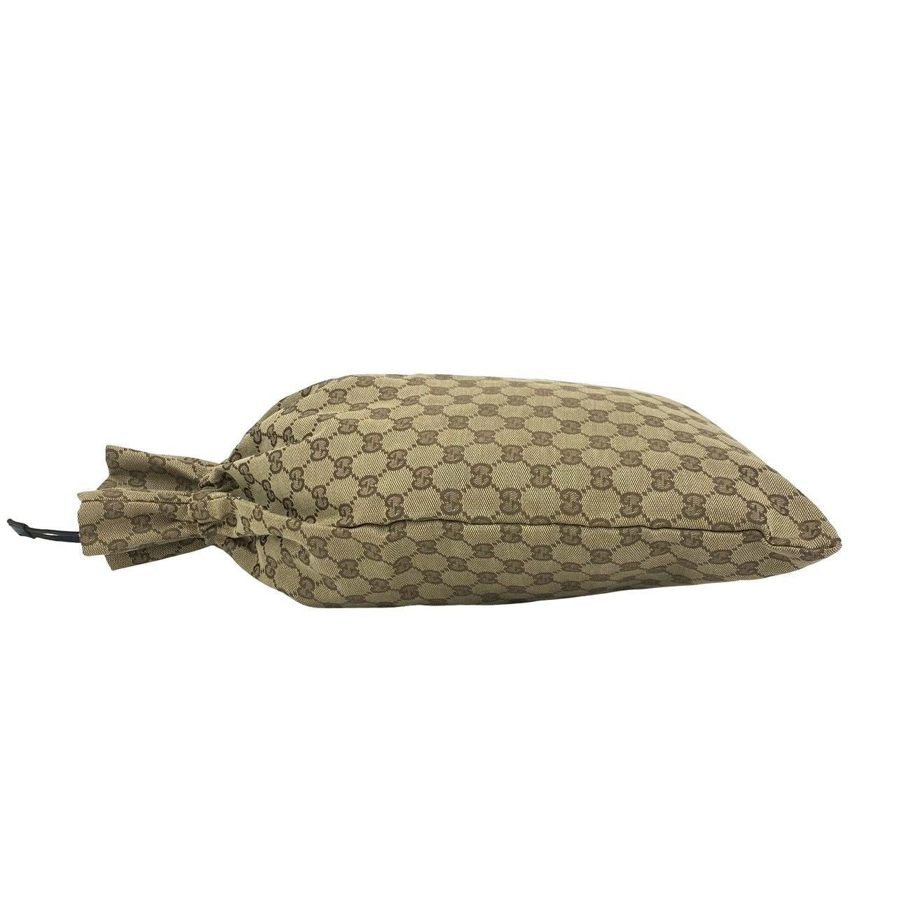 Gucci GG Canvas Leather Drawstring Shoulder Bag Tote Pouch Brown — view 5