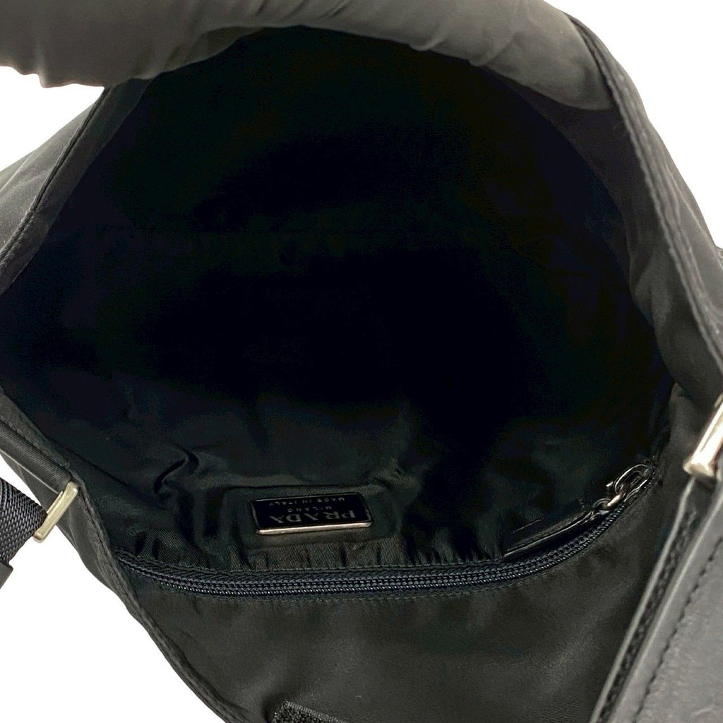 Prada Tessuto Nylon Leather Shoulder Bag Black — view 9