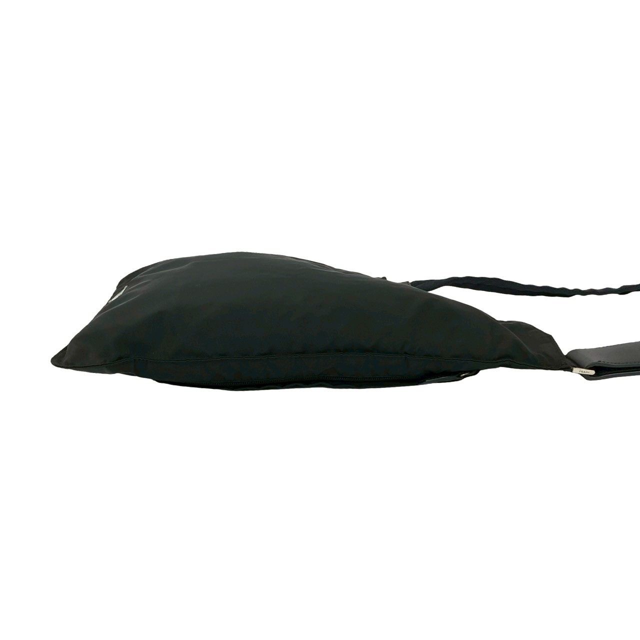 Prada Tessuto Nylon Leather Shoulder Bag Black — view 6