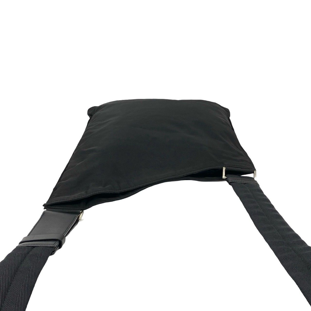 Prada Tessuto Nylon Leather Shoulder Bag Black — view 4