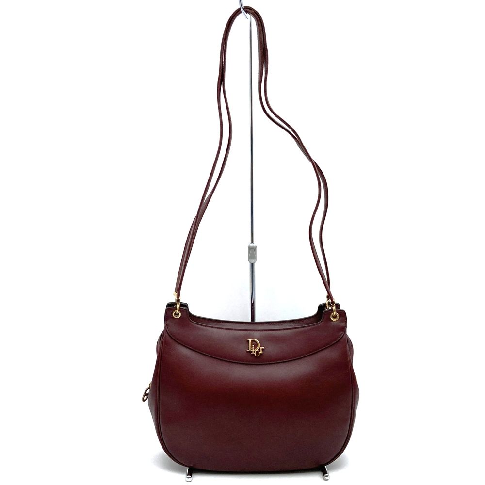 Dior Shoulder Bag Leather Red Bordeaux Vintage