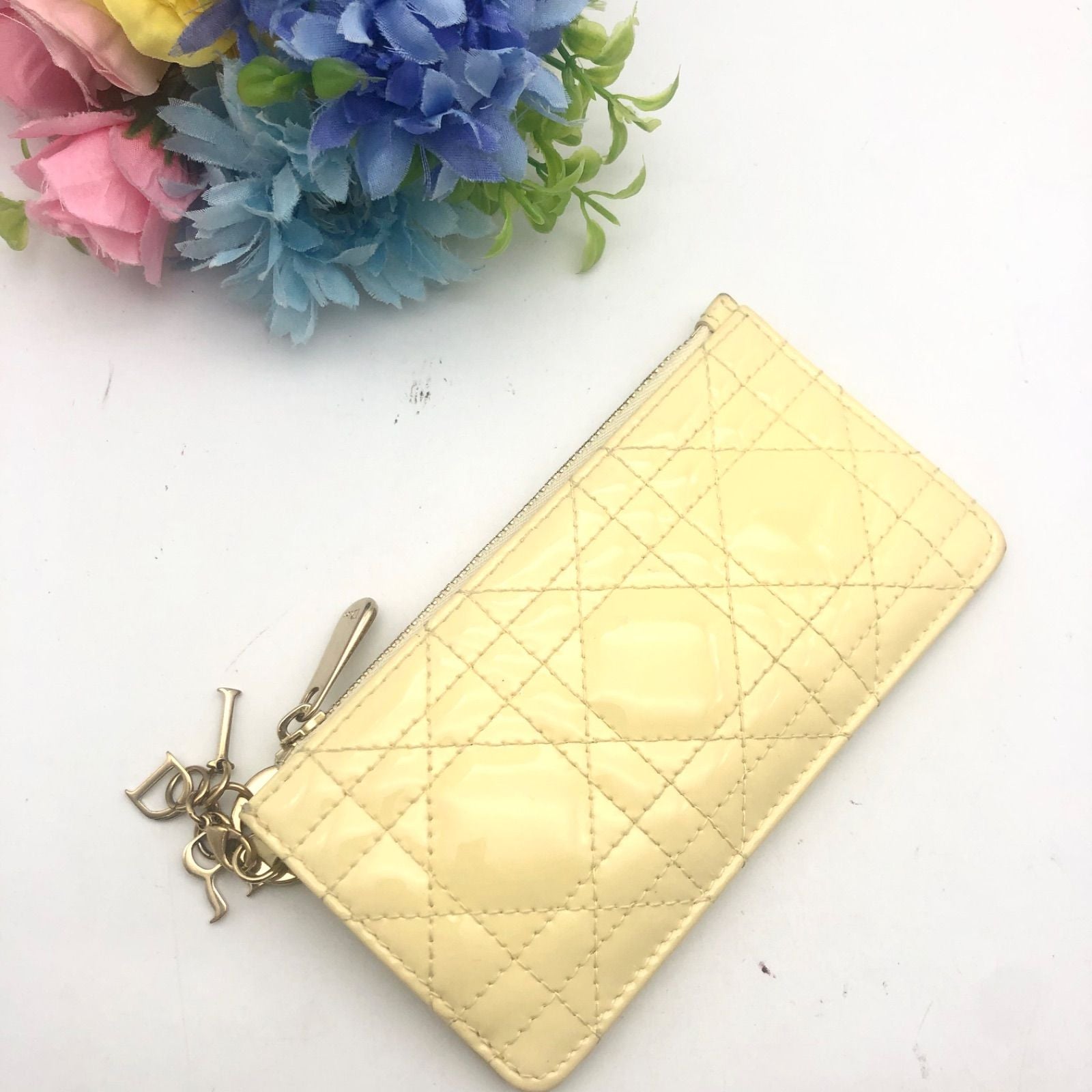 Dior Lady Wallet Fragment Case Lotus Yellow Card Coin Purse — view 2
