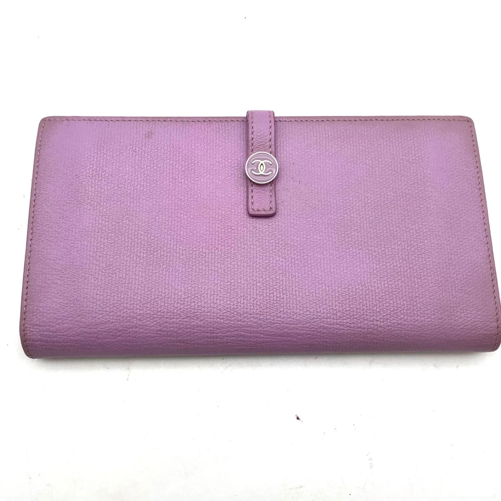 Chanel Wallet Fold Hook Purple CC Logo Coco Button — view 2