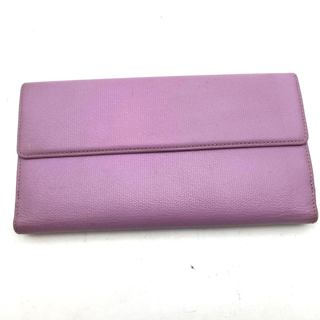 Chanel Wallet Fold Hook Purple CC Logo Coco Button — view 3