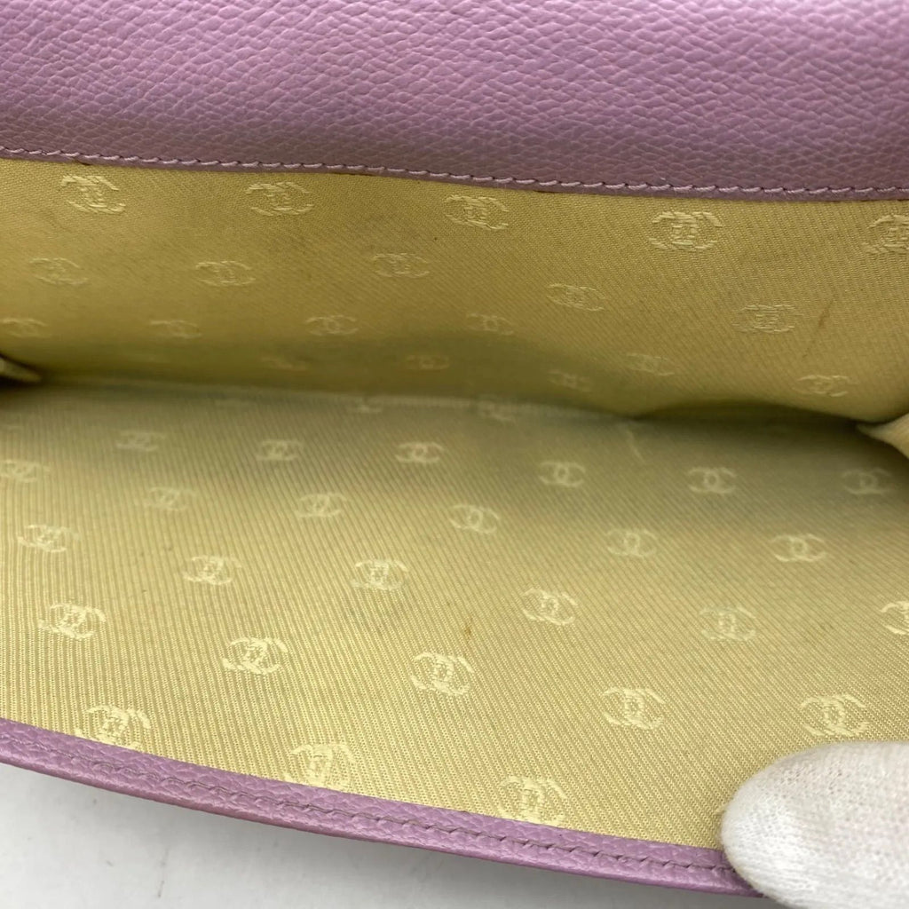 Chanel Wallet Fold Hook Purple CC Logo Coco Button — view 8