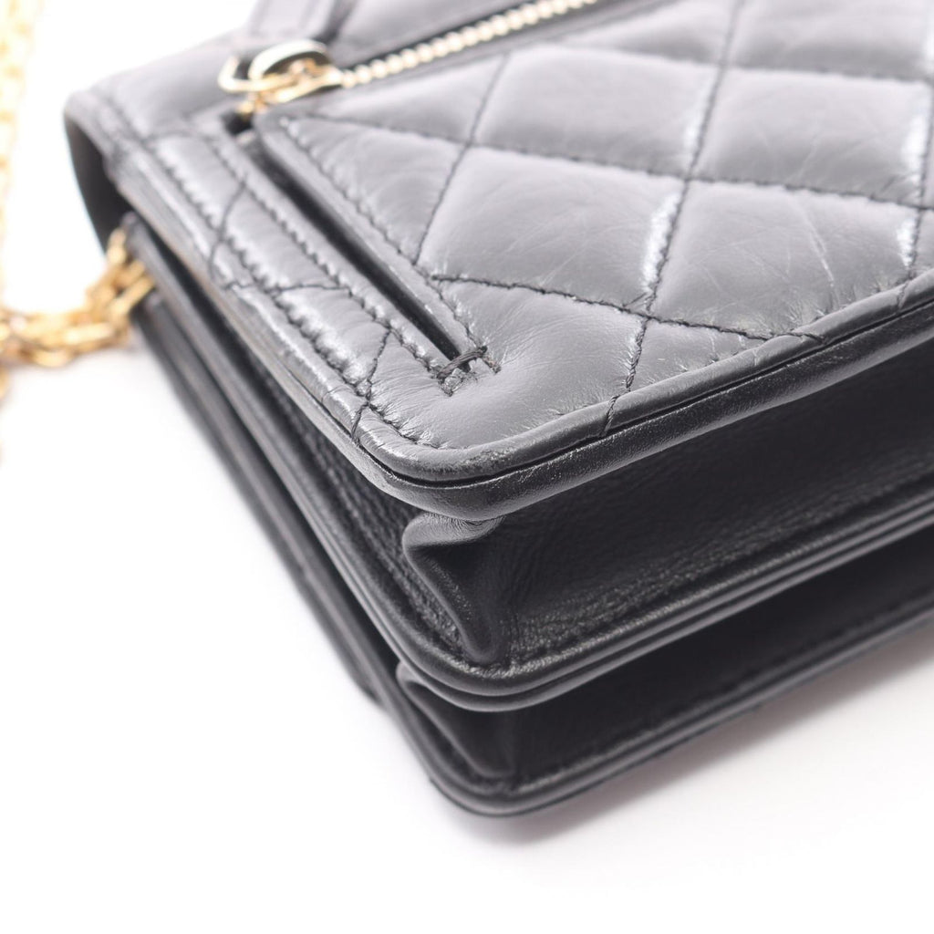 Chanel Shoulder Bag 2.55 Quilted Mini Black Calf Chain Wallet — view 8