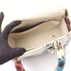 Dior Handbag Lady Dior 2-Way Off White Flower Print Leather Tote — view 3