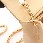 Chanel Shoulder Bag Quilted Diana Flap Beige Lambskin Chain — view 8