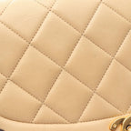 Chanel Shoulder Bag Quilted Diana Flap Beige Lambskin Chain — view 9