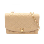 Chanel Shoulder Bag Quilted Diana Flap Beige Lambskin Chain